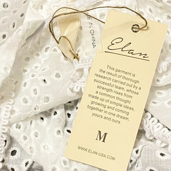 Elan Womens M Elastic Hem And Neckline Sleeveless Crochet Strap Breathable White - Picture 6 of 8